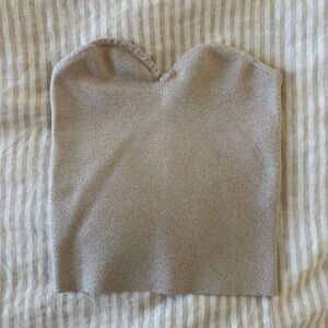 Abercrombie & Fitch Beige Sparkle Strapless Knit Top
